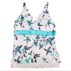 Bebe Cross Back 100% Silk Triangle Top Tank